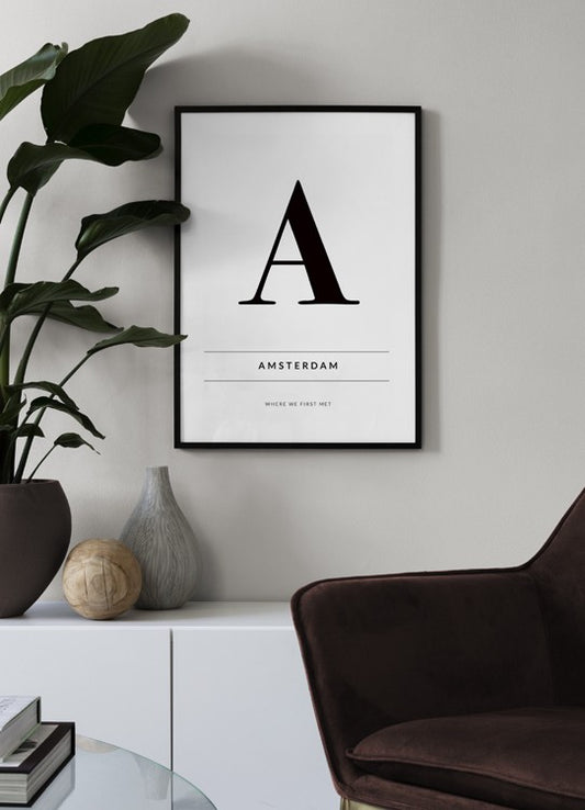 Watercolor city personal poster for nursery and home wall decor.