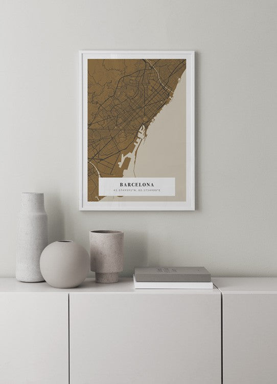 Map No1 Vintage Mustard Personal Poster