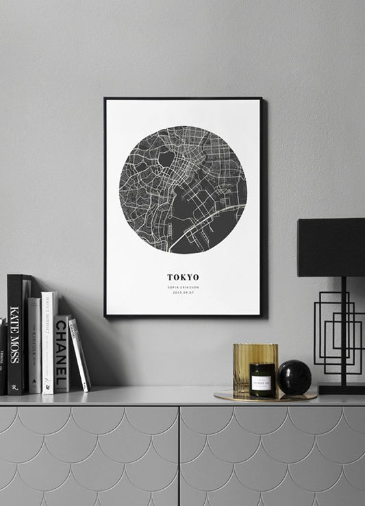 Watercolor globe map night personal poster for nursery and home wall decor.