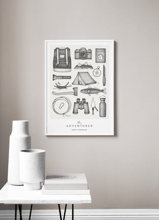 Watercolor the personality adventurer personal poster for nursery and home wall decor.