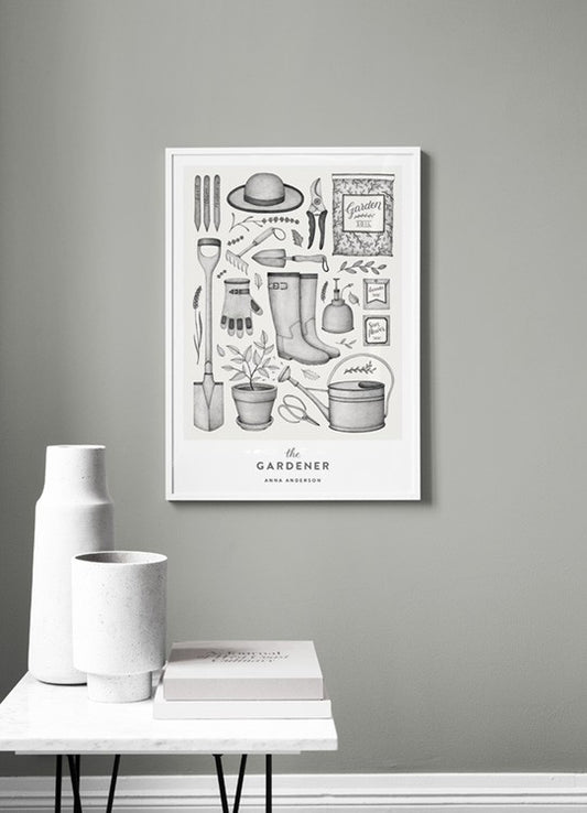 Watercolor the personality gardener personal poster for nursery and home wall decor.