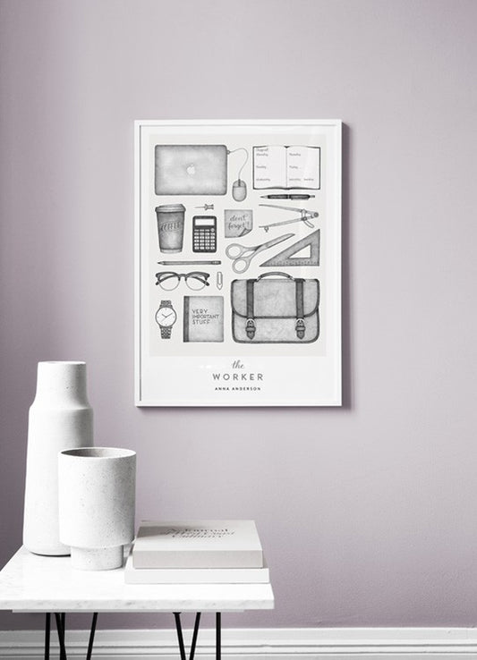 Watercolor the personality worker personal poster for nursery and home wall decor.