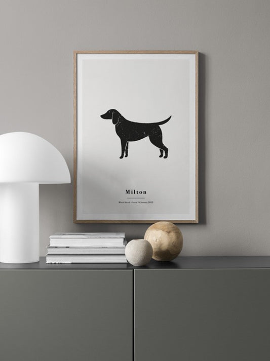 Watercolor my pet mixed breed personal poster for nursery and home wall decor.