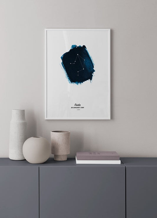 Watercolor zodiac sign libra personal poster for nursery and home wall decor.