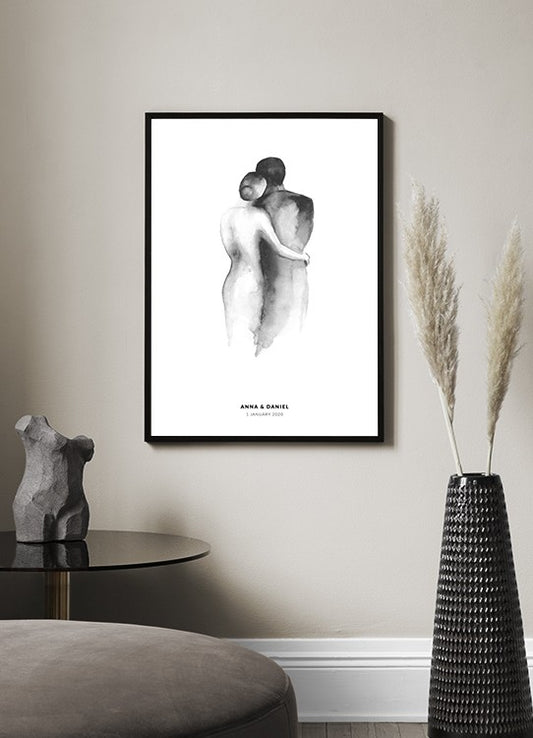 Watercolor wedding day personal poster for nursery and home wall decor.
