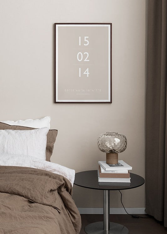 Watercolor the date beige personal poster for nursery and home wall decor.