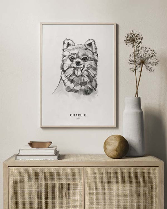 Watercolor pomeranian dog personal poster for nursery and home wall decor.