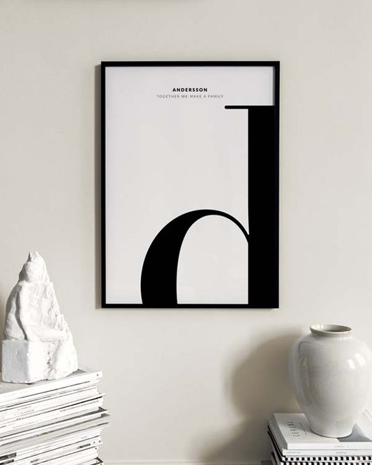 Watercolor letter d personal poster for nursery and home wall decor.