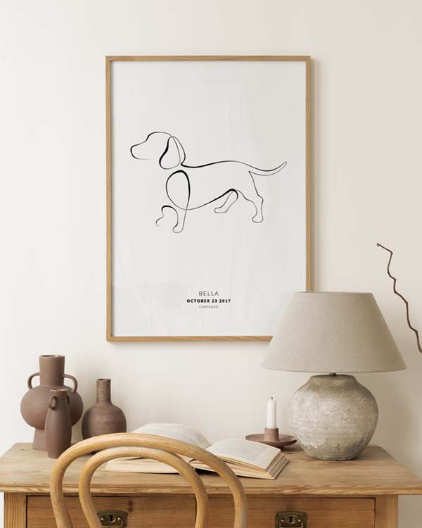 Watercolor my dog dachshund personal poster for nursery and home wall decor.