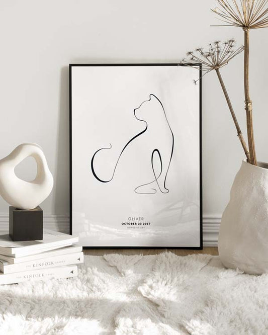 Watercolor my cat domestic cat personal poster for nursery and home wall decor.