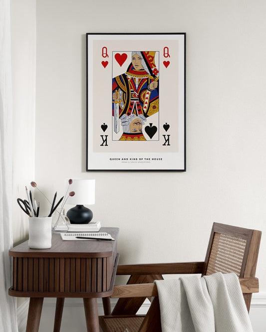 Watercolor queen and king personal poster for nursery and home wall decor.