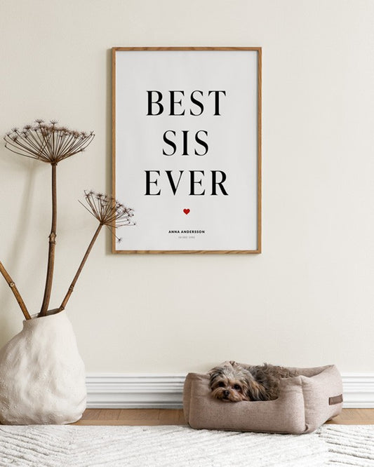 Watercolor best sis personal poster for nursery and home wall decor.