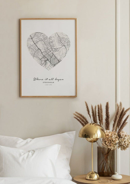 Heart Map Beige Personal Poster