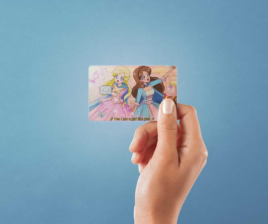 Watercolor princess and the pauper design | credit card sticker | small chip | credit card skin for nursery and home wall decor.
