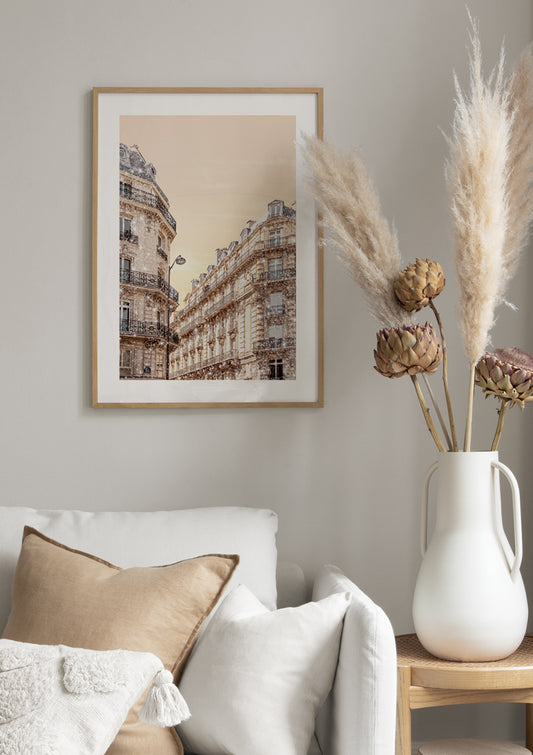 Watercolor glittery paris poster for nursery and home wall decor.