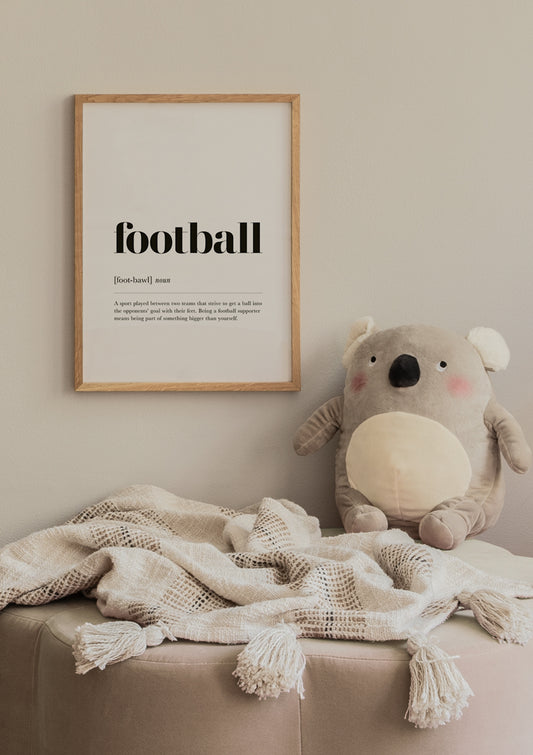 Watercolor football poster for nursery and home wall decor.