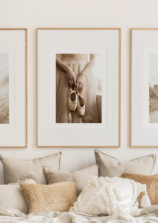 Watercolor ballerina beige poster for nursery and home wall decor.
