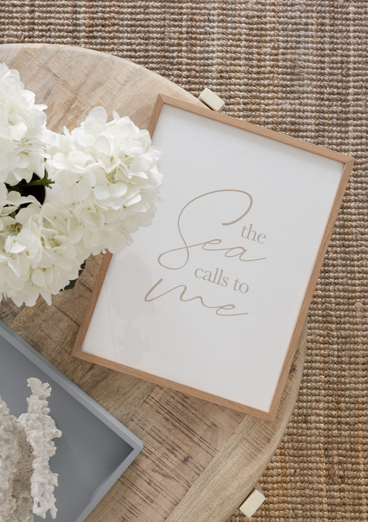 Watercolor the sea calls to me poster for nursery and home wall decor.