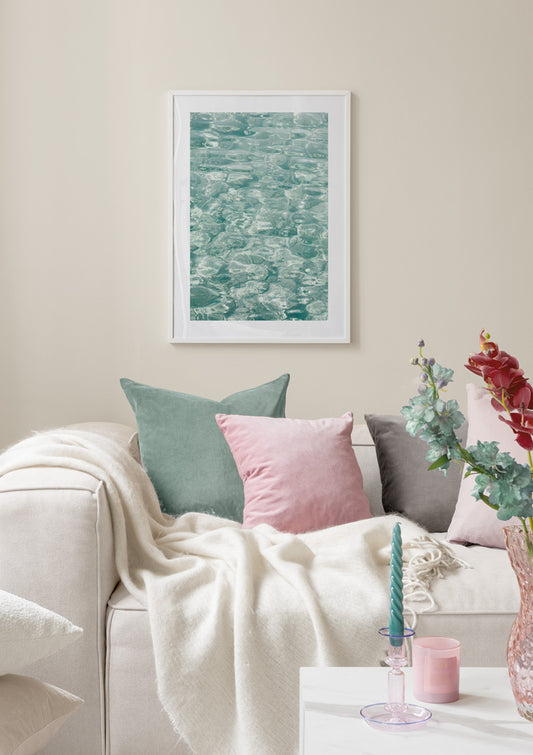 Watercolor crystal water poster for nursery and home wall decor.