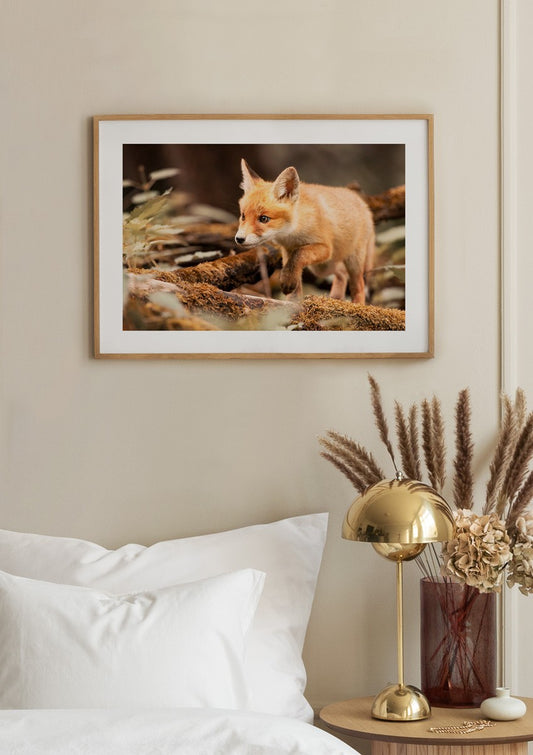 Watercolor forest fox poster for nursery and home wall decor.