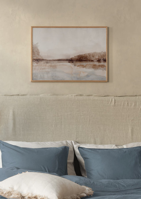 Watercolor aquarelle landscape poster for nursery and home wall decor.