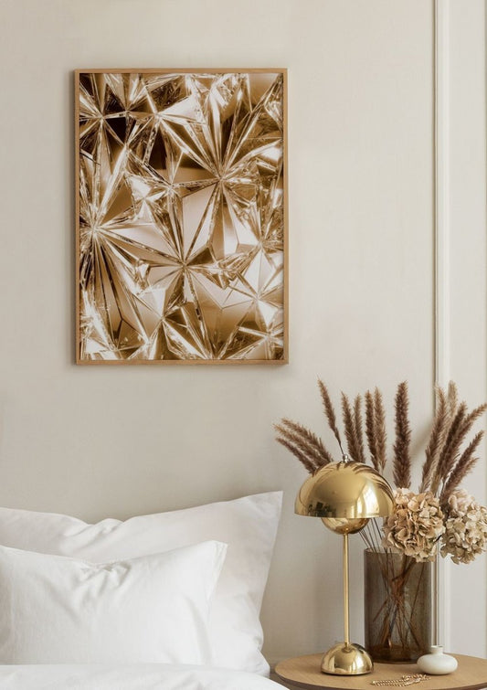 Watercolor golden crystals poster for nursery and home wall decor.