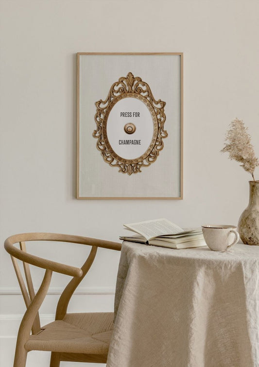 Watercolor golden press for champagne poster for nursery and home wall decor.