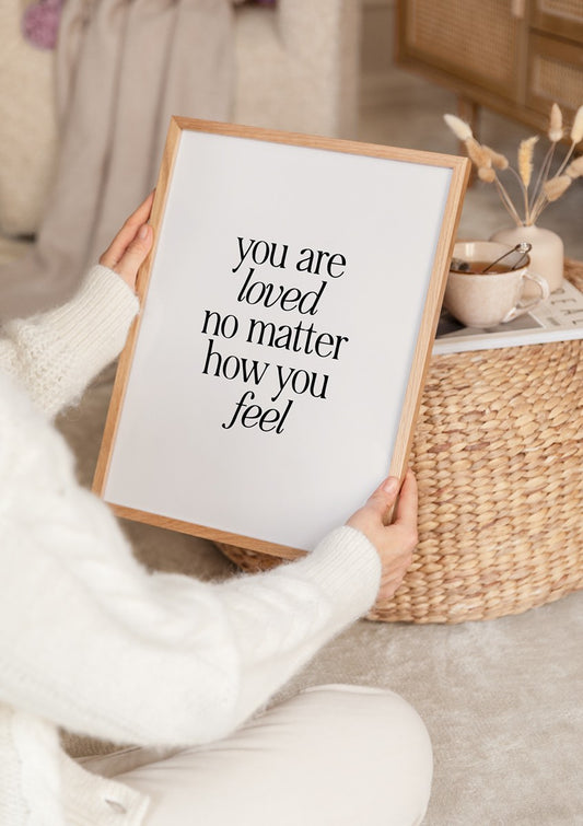 Watercolor you are loved poster for nursery and home wall decor.