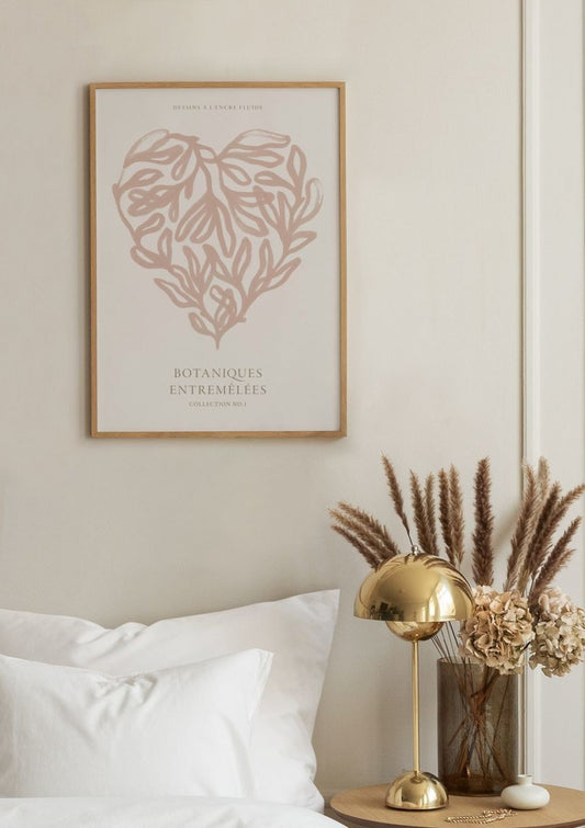 Watercolor art of heart poster for nursery and home wall decor.