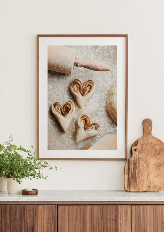 Watercolor baked with love poster for nursery and home wall decor.