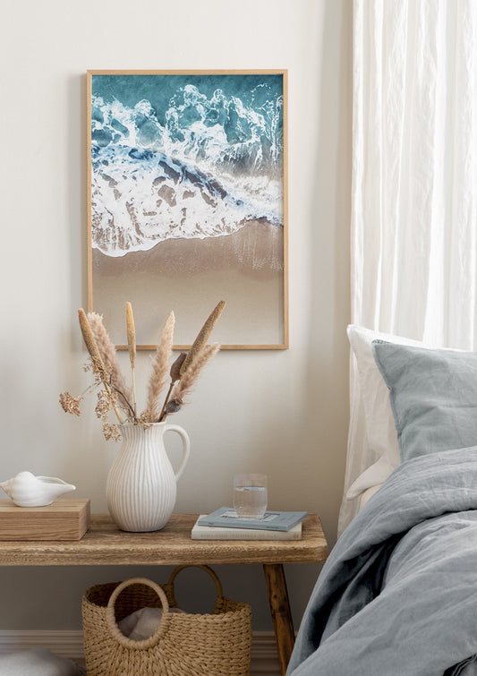 Watercolor tropical waves no1 poster for nursery and home wall decor.