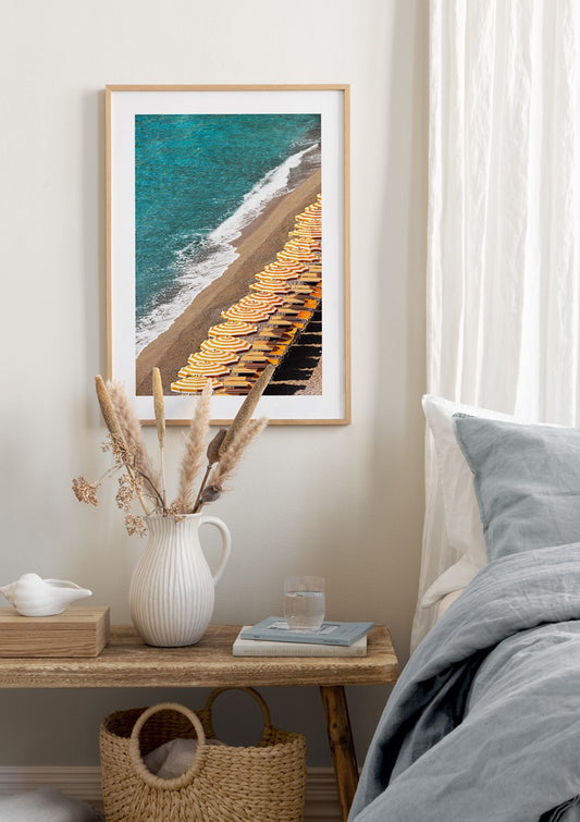 Watercolor beach time poster for nursery and home wall decor.