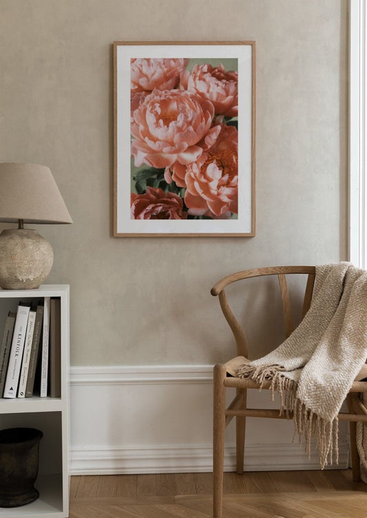 Watercolor pink bouquet poster for nursery and home wall decor.