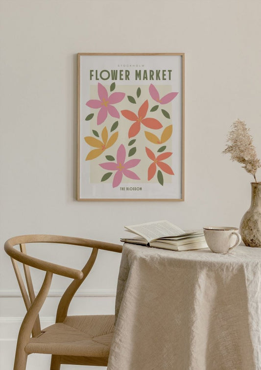 Watercolor flower market - the blossom poster for nursery and home wall decor.