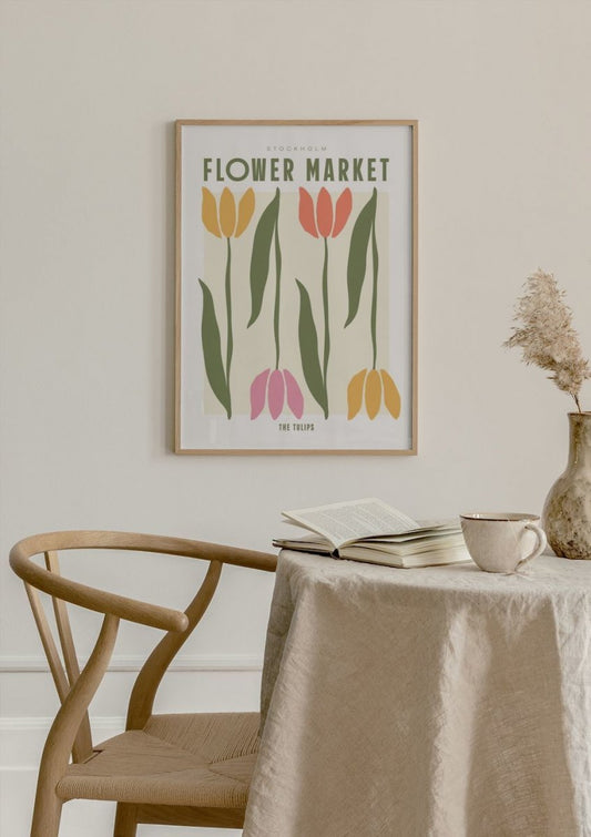 Watercolor flower market - the tulips poster for nursery and home wall decor.
