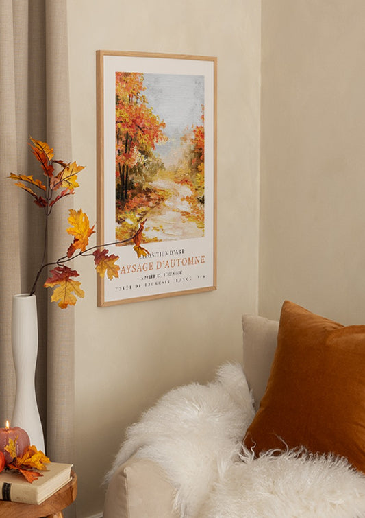 Watercolor paysage d’automne no2 poster for nursery and home wall decor.
