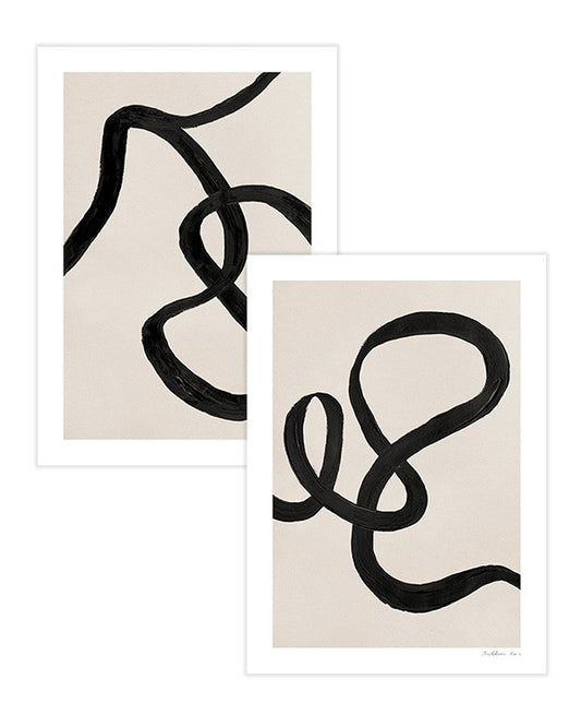 Watercolor abstract lines poster pack for nursery and home wall decor.