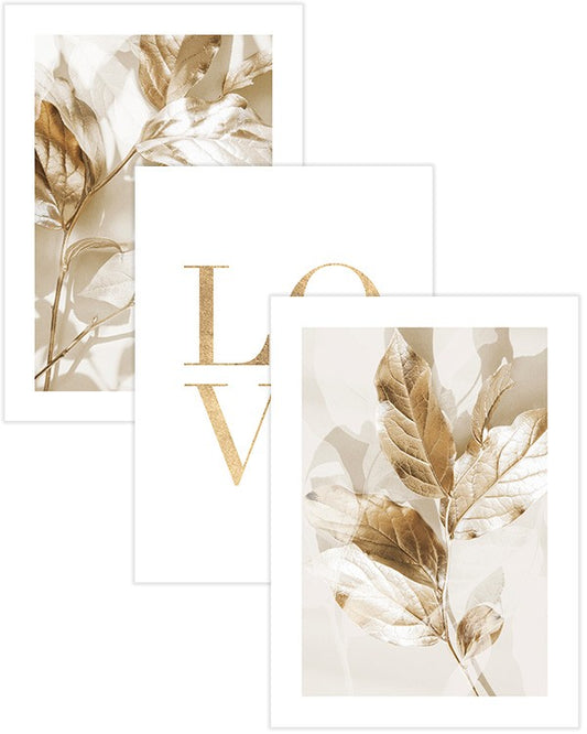 Watercolor golden poster pack for nursery and home wall decor.