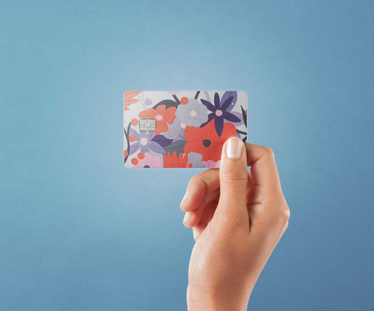 Watercolor purple floral design | credit card sticker | small chip | credit card skin for nursery and home wall decor.
