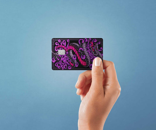 Watercolor purple snake design | credit card sticker | small chip | credit card skin for nursery and home wall decor.
