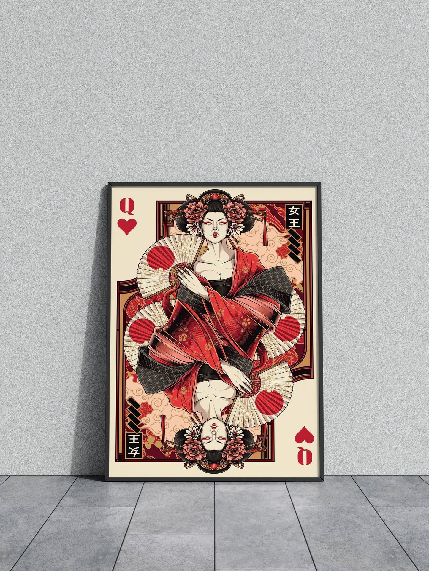 queen of heart card Asian Style Poster | Wall A rt for Home & Office | High-Quality Print