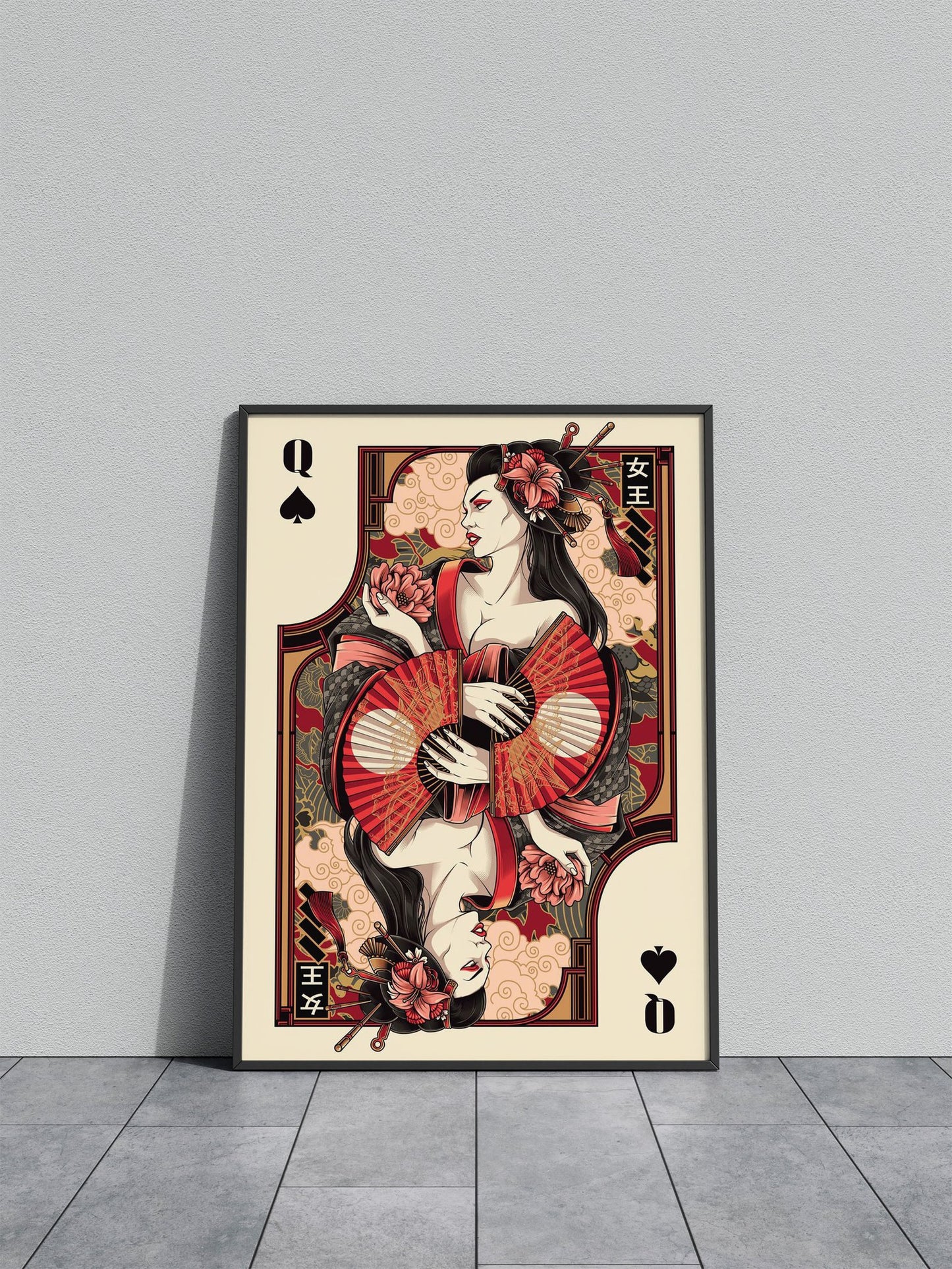 queen of spade card Asian Style Poster | Wall Art for Home & Office | High-Quality Print