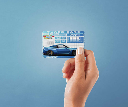 Watercolor r35 gtr tuner card design | credit card sticker | small chip | credit card skin for nursery and home wall decor.