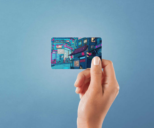 Watercolor rainy day encounter design | credit card sticker | small chip | credit card skin for nursery and home wall decor.