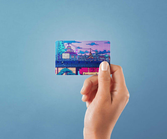 Watercolor ramen village design | credit card sticker | small chip | credit card skin for nursery and home wall decor.