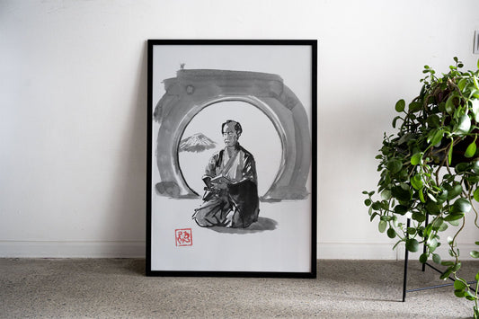 reading samurai Asian Style Poster | Wall Art for Home & Office | High-Quality Print