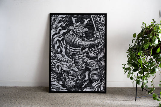 Realistic Samurai Drawing Asian Style Poster | Detailed Unframed Wall Art Print for Home & Office Decor | Top-Quality | Multiple Sizes Available