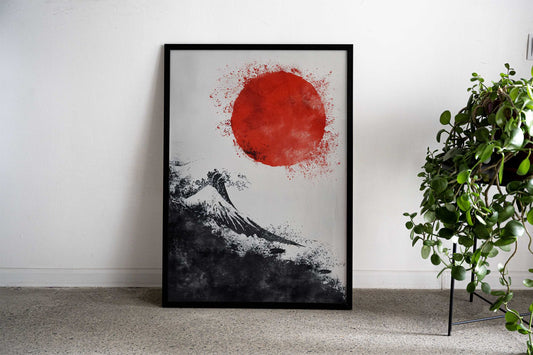 red sun front fuji Asian Style Poster | Wall Art for Home & Office | High-Quality Print - High-Quality Visual Display
