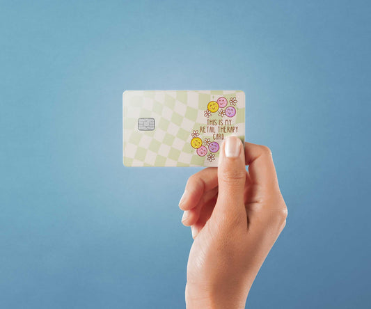 Watercolor retail therapy design | credit card sticker | small chip | credit card skin for nursery and home wall decor.