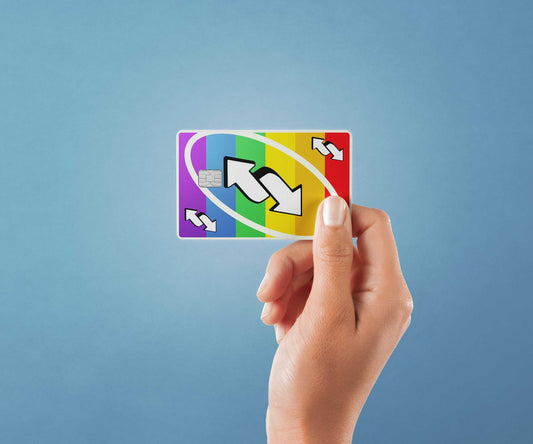 Watercolor reverse rainbow design | credit card sticker | small chip | credit card skin for nursery and home wall decor.